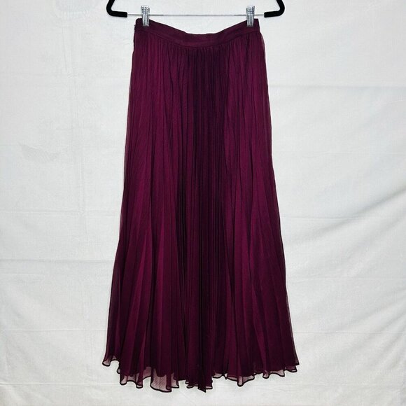 Anthropologie Pankaj & Nadhi Deep Purple Wine Pleated Maxi Skirt Size XS India - Picture 1 of 7